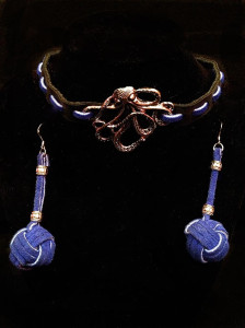 kraken choker and monkey fist earrings set