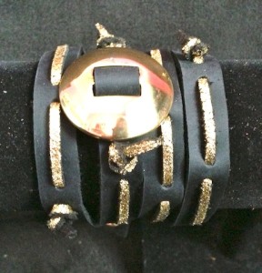 concho wraparound in gold glitter suede